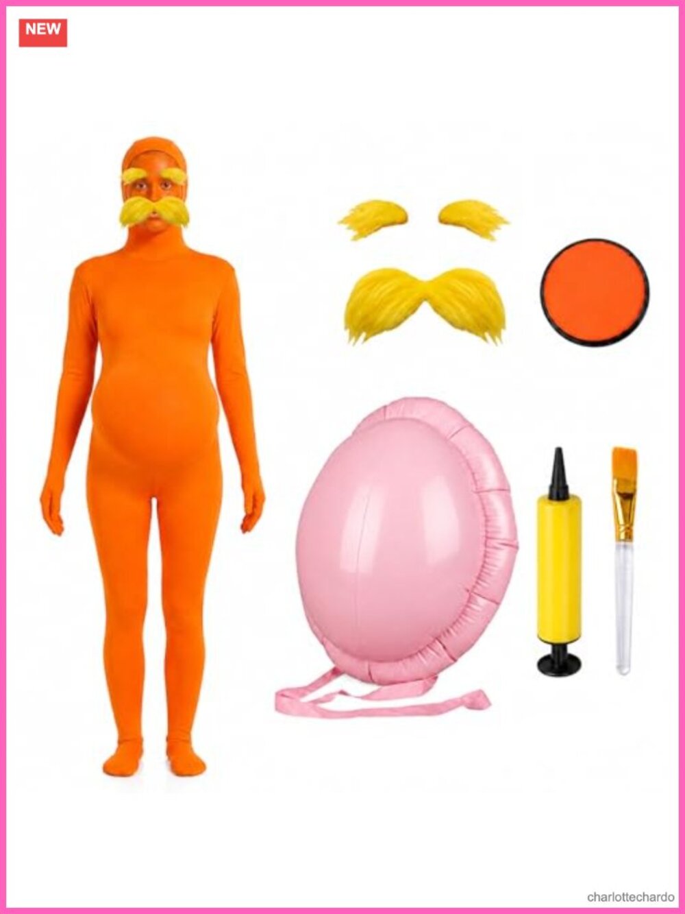 Spandex Halloween Jumpsuit Costume with Inflatable Belly & Face Paint